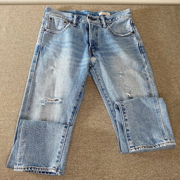 Levi's 505 C Japanese Selvedge Denim Jeans Women's 27 Blue Distressed Casual - Picture 3 of 16